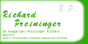 richard preininger business card