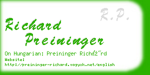 richard preininger business card